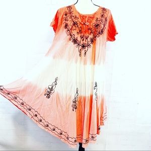 7 Islands Womens Embroidered Beaded Boho Dress XL